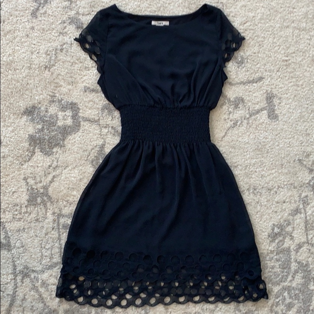 Cute navy blue ruched waist short dress